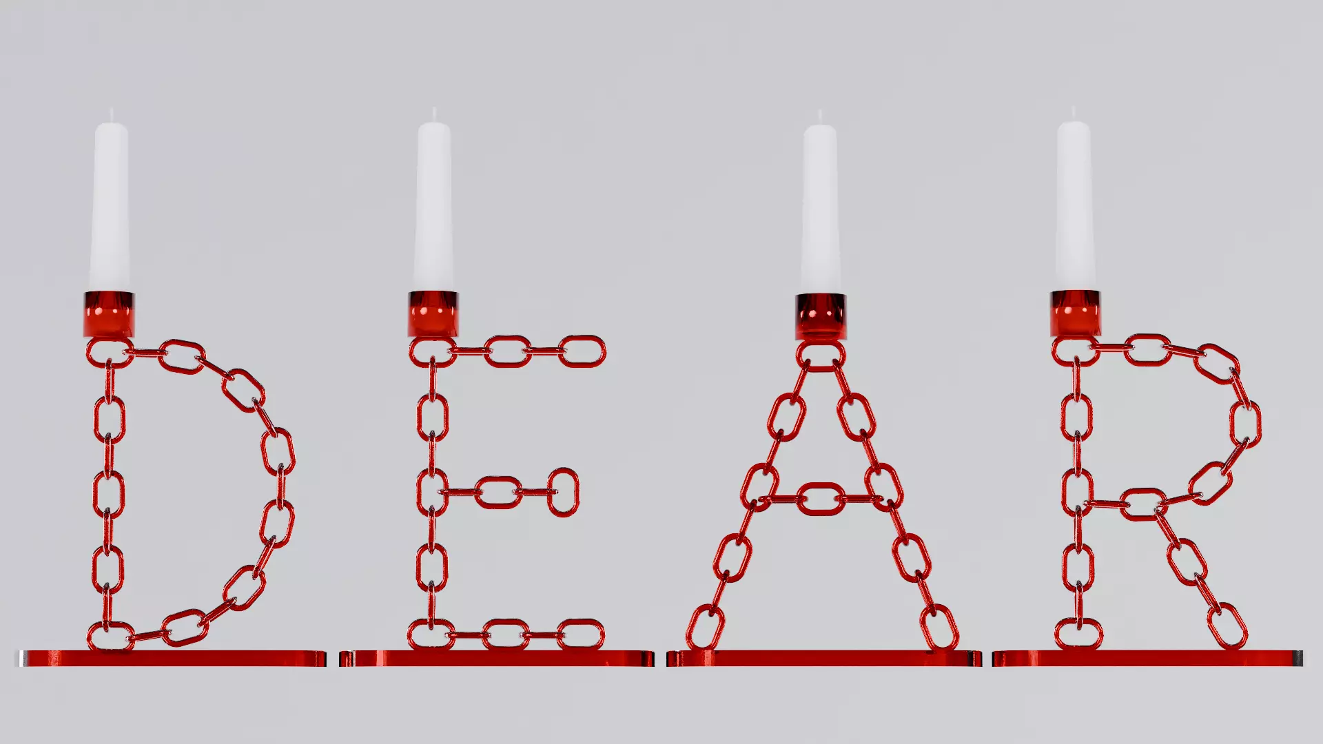 Dear Red Glass Candleholder 3D Model Unwrapped UV Low-poly 3D model