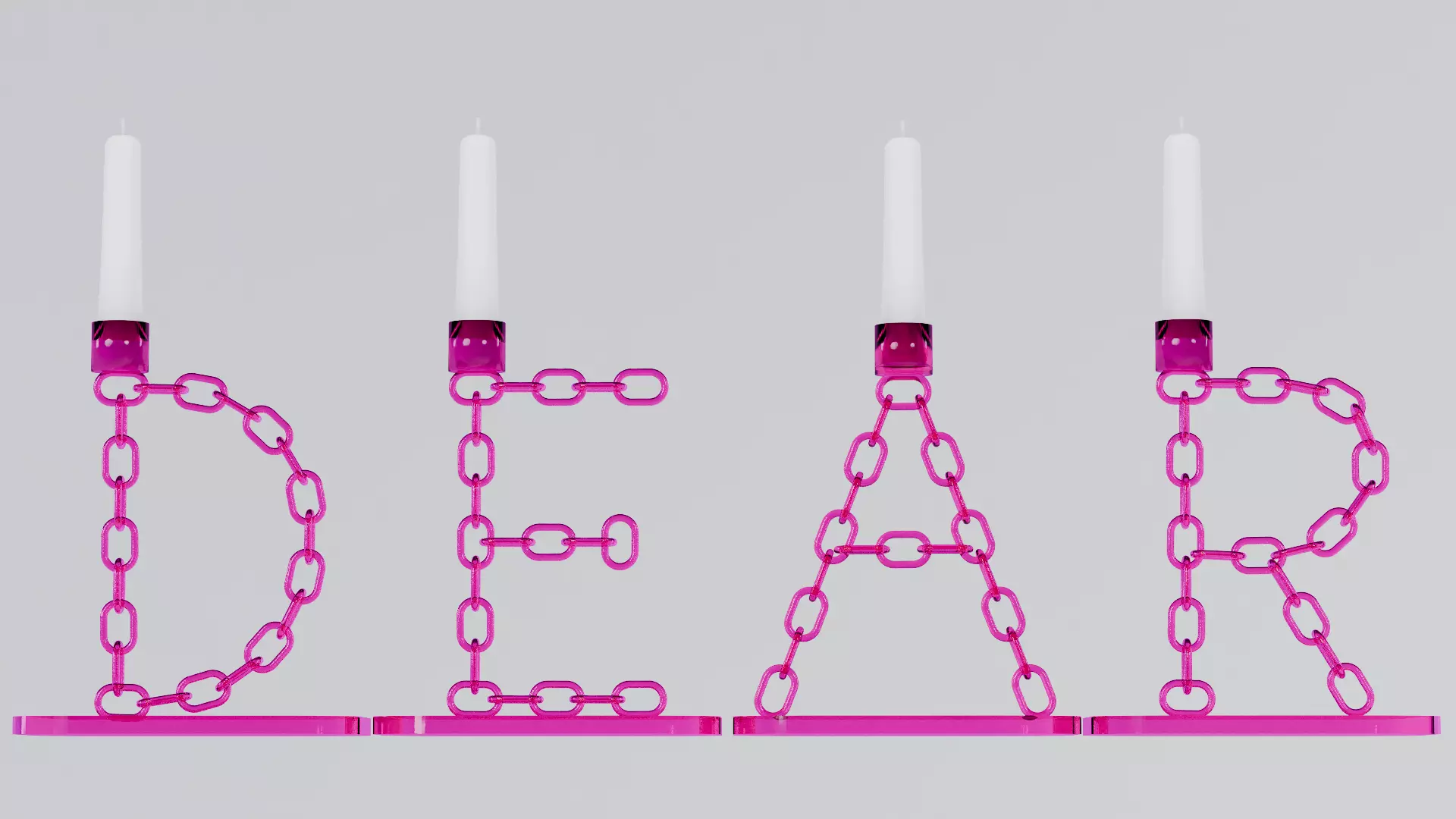 Dear Pink Glass Candleholder 3D Model Unwrapped UV Low-poly 3D model