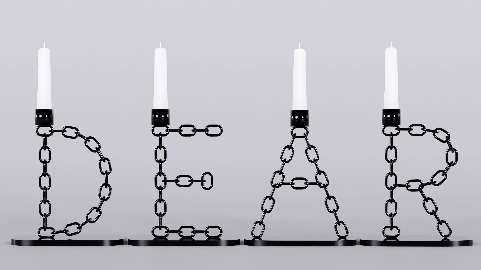 Dear Candleholder Black 3D Model True Render UV 4K PBR Texture Low-poly 3D model