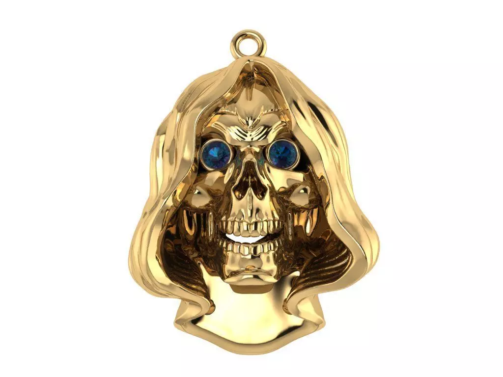 Bold Skull Pendant Necklace Gothic Punk Rock Jewelry 3D print model