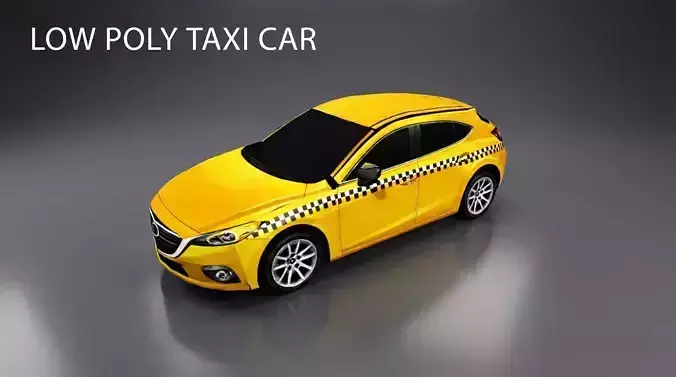 Low Poly Yellow Taxi cab