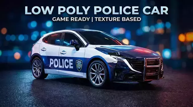 Low Poly Modern Police Hatchback Low-poly 3D model