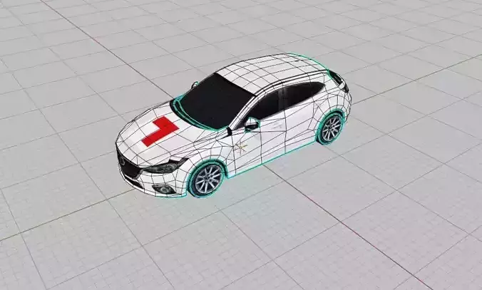 Low Poly Driving School Car