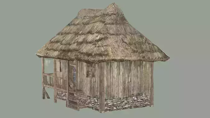 Wooden Hut A Low-Poly 3D Model Low-poly 3D model 3