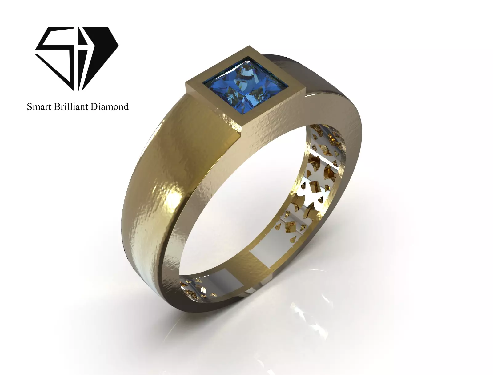 Mens Gemstone Ring Jewelry CAD File 3D Printing Casting mr0341 3D print model