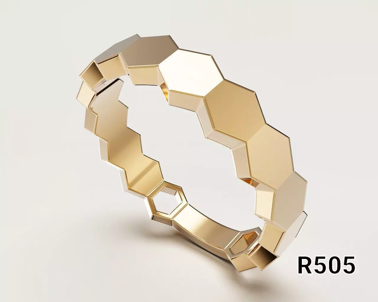 Geometric Hex Band Ring 3D print model