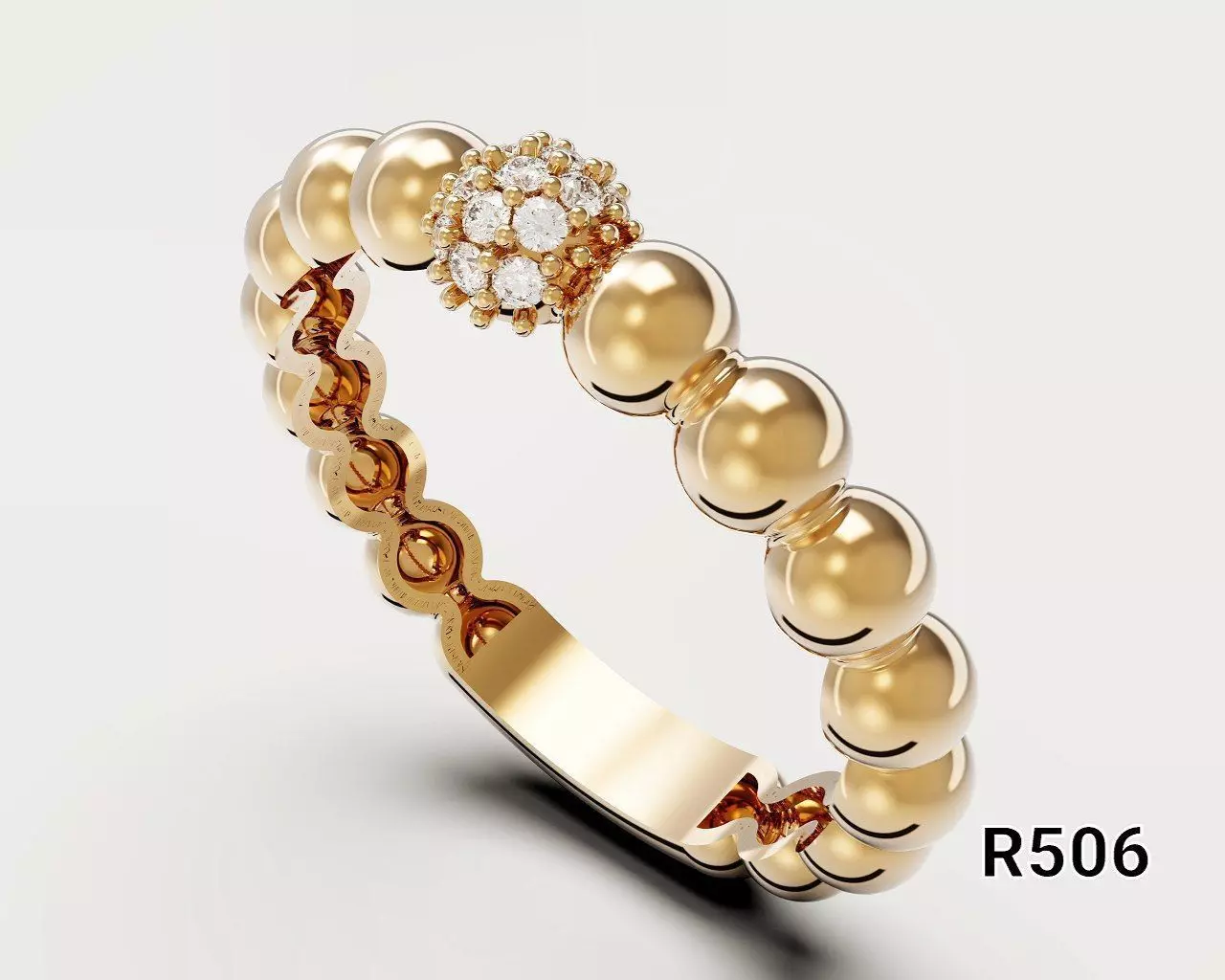 Beaded Halo Ring Design 3D print model