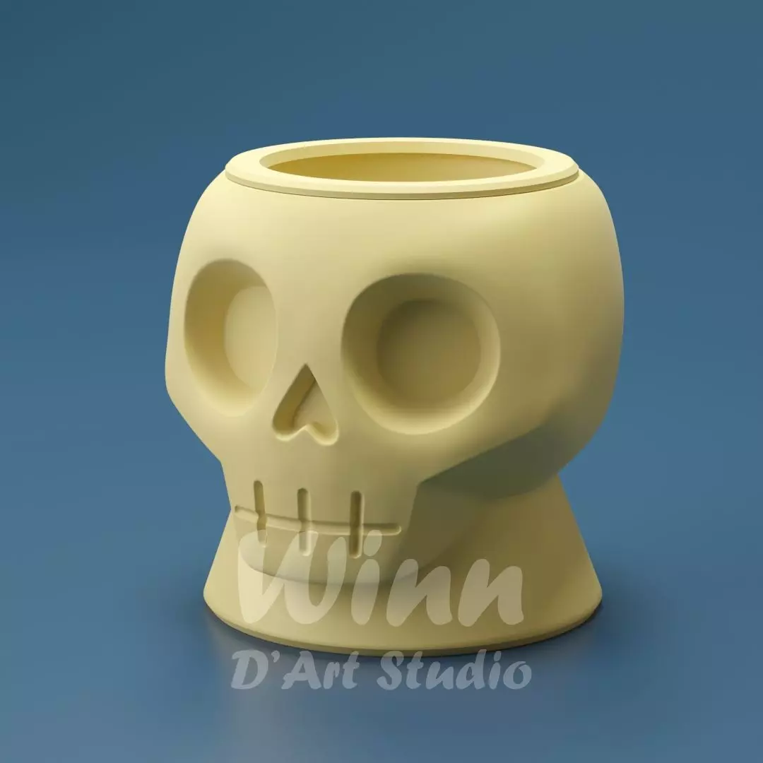 Stylized Skull Planter with Removable Inner Pot 3D Printable STL 3D print model