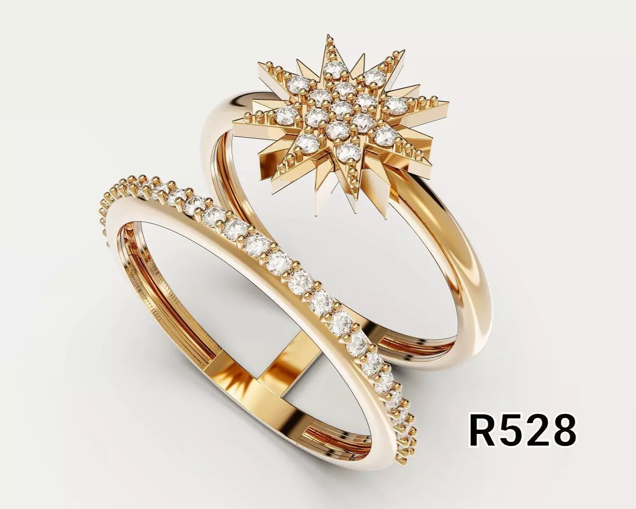 Luxury Star Ring Set 3D print model