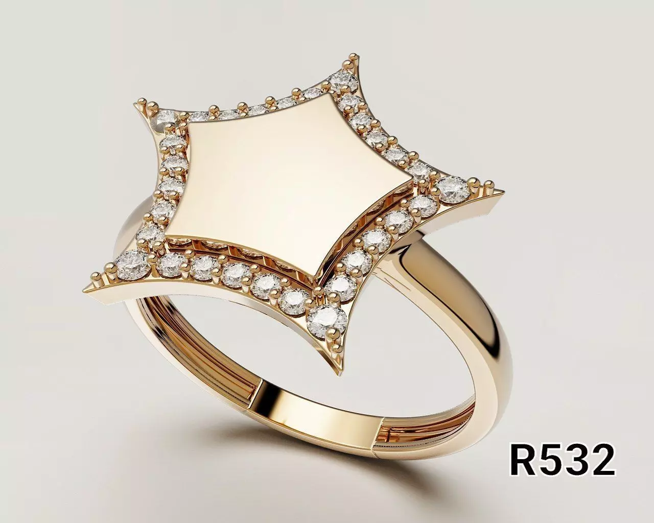 Star Frame Gold Ring 3D print model