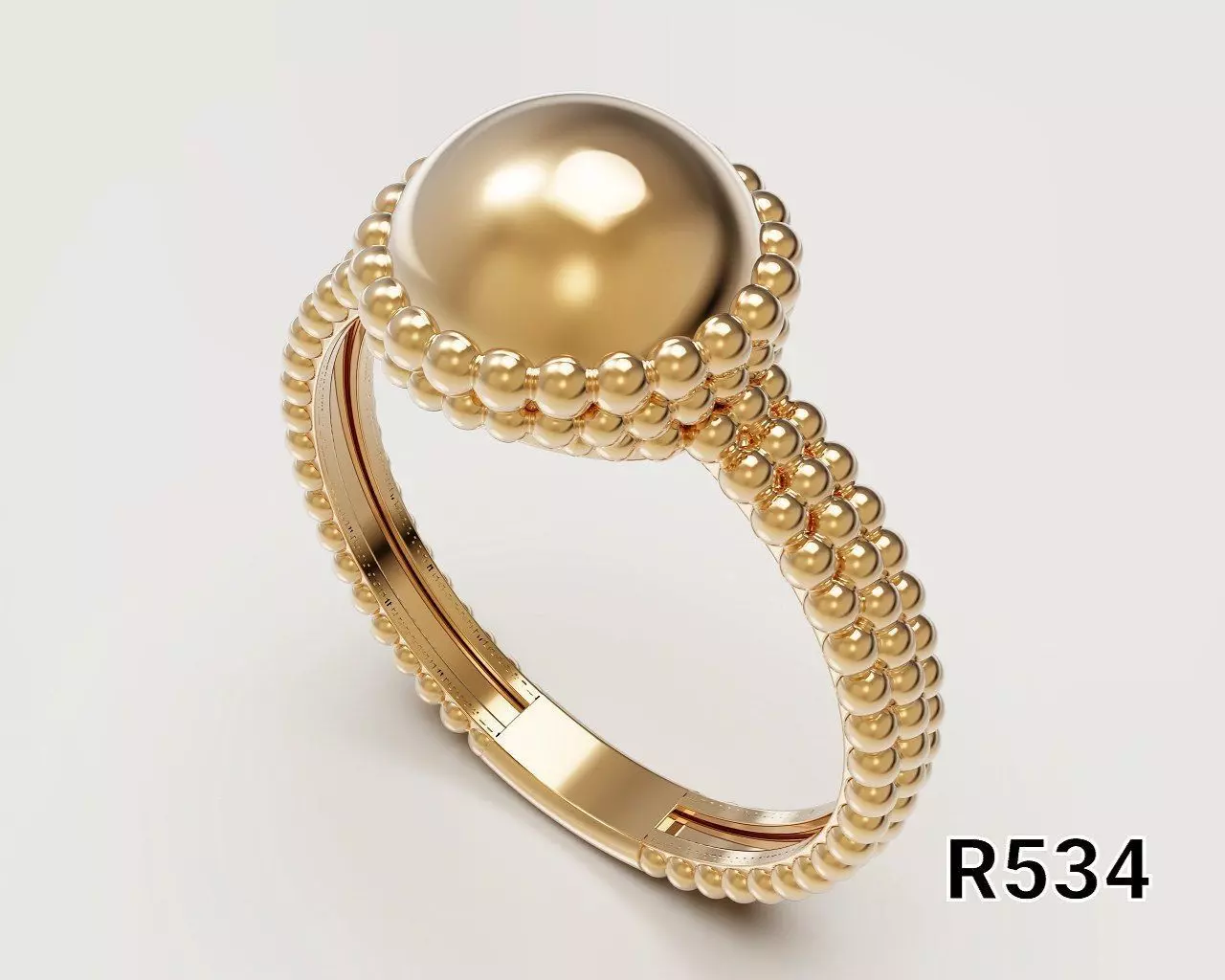 Beaded Dome Ring 3D print model