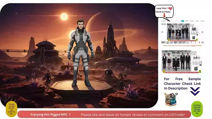 Sci-Fi Male Soldier NPC  Game Ready   Rigged