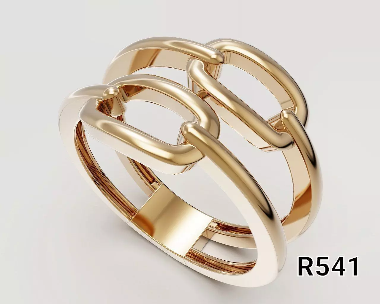 Linked Open Gold Ring 3D print model