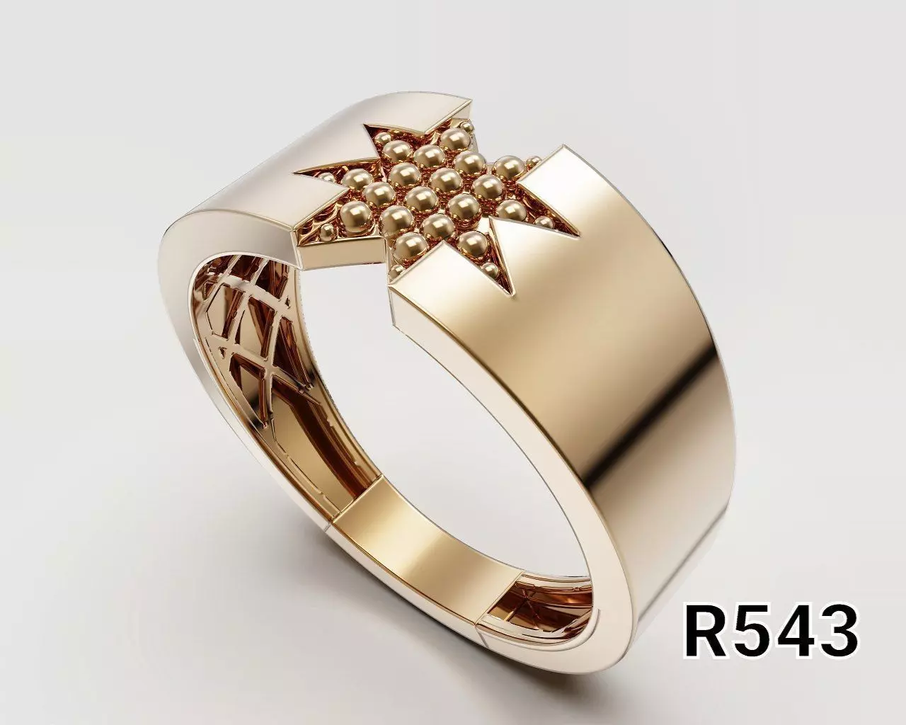 Beaded Star Signet Ring 3D print model