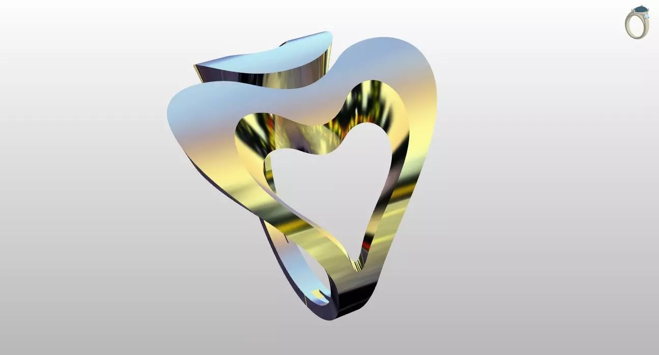 Modern Sculptural Adjustable Ring Heart 3DM STL 3D print model