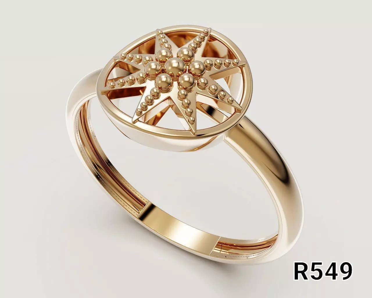 Beaded Star Halo Ring 3D print model