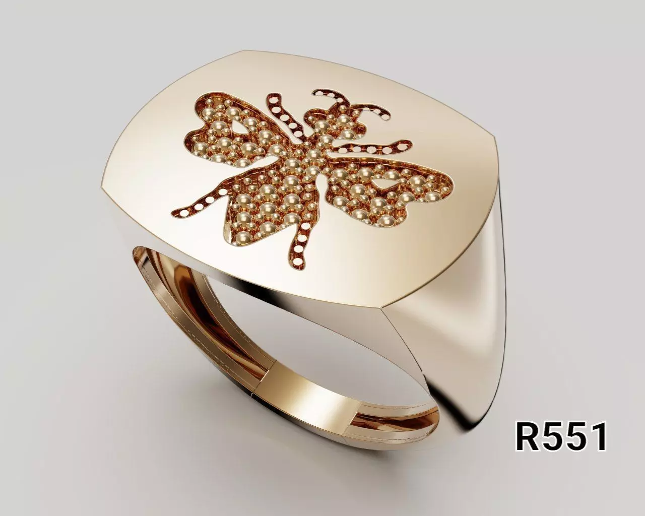 Beaded Butterfly Signet Ring 3D print model