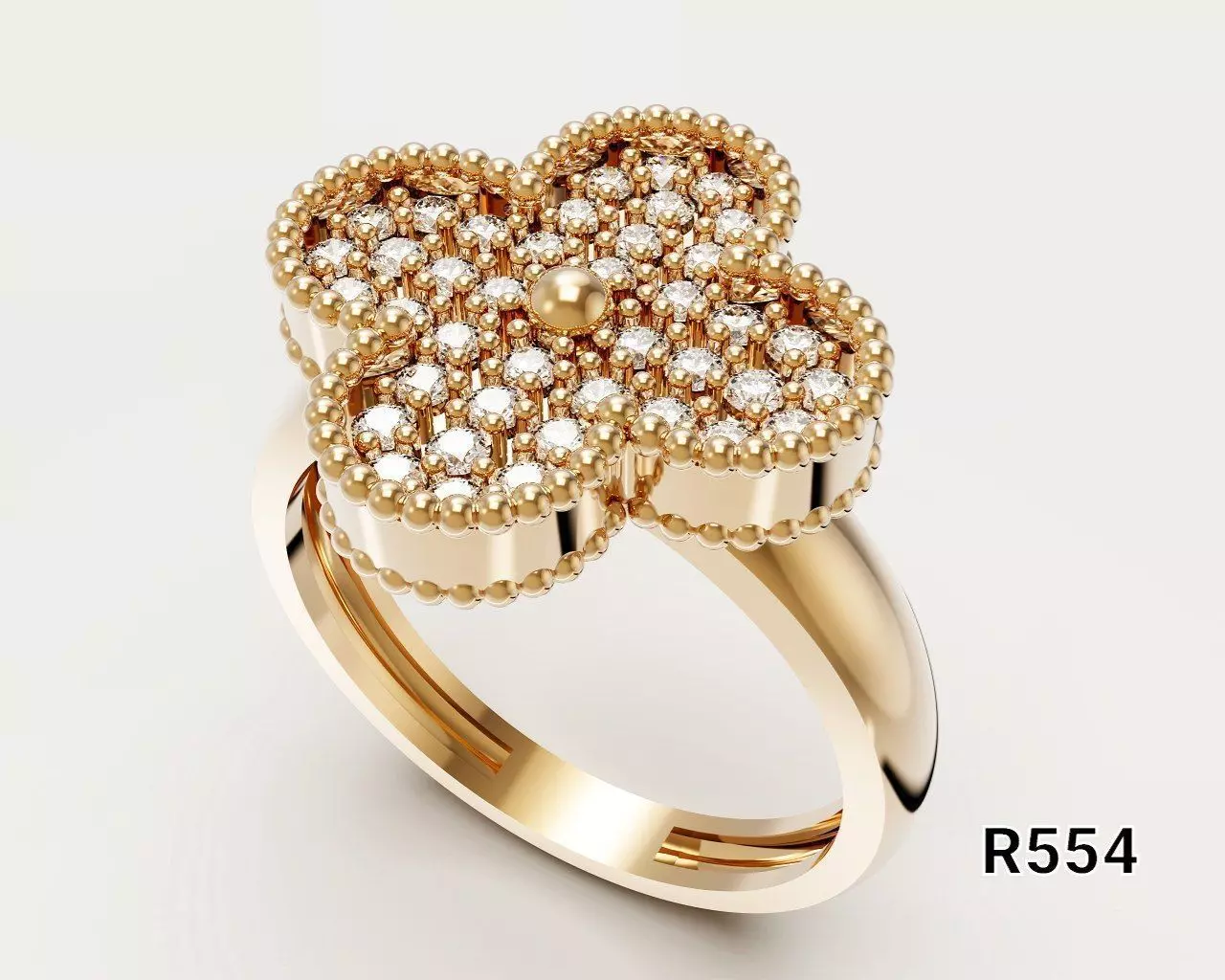 Gold flower ring 3D print model