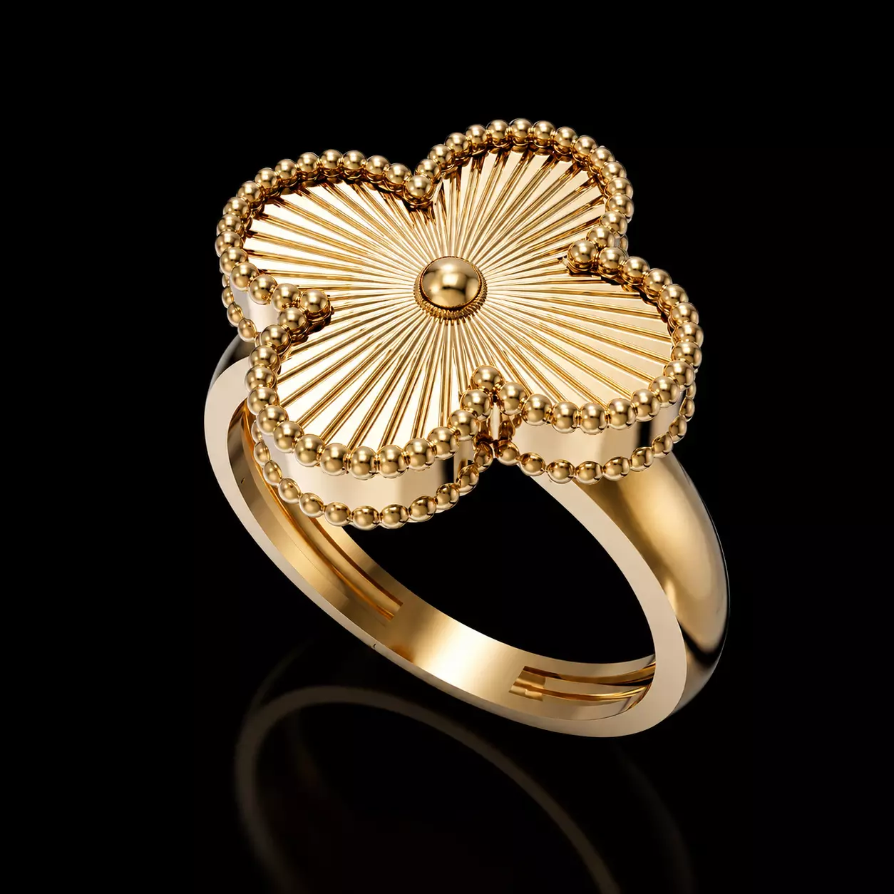 Special opportunity Beaded Clover Open Ring 3D print model