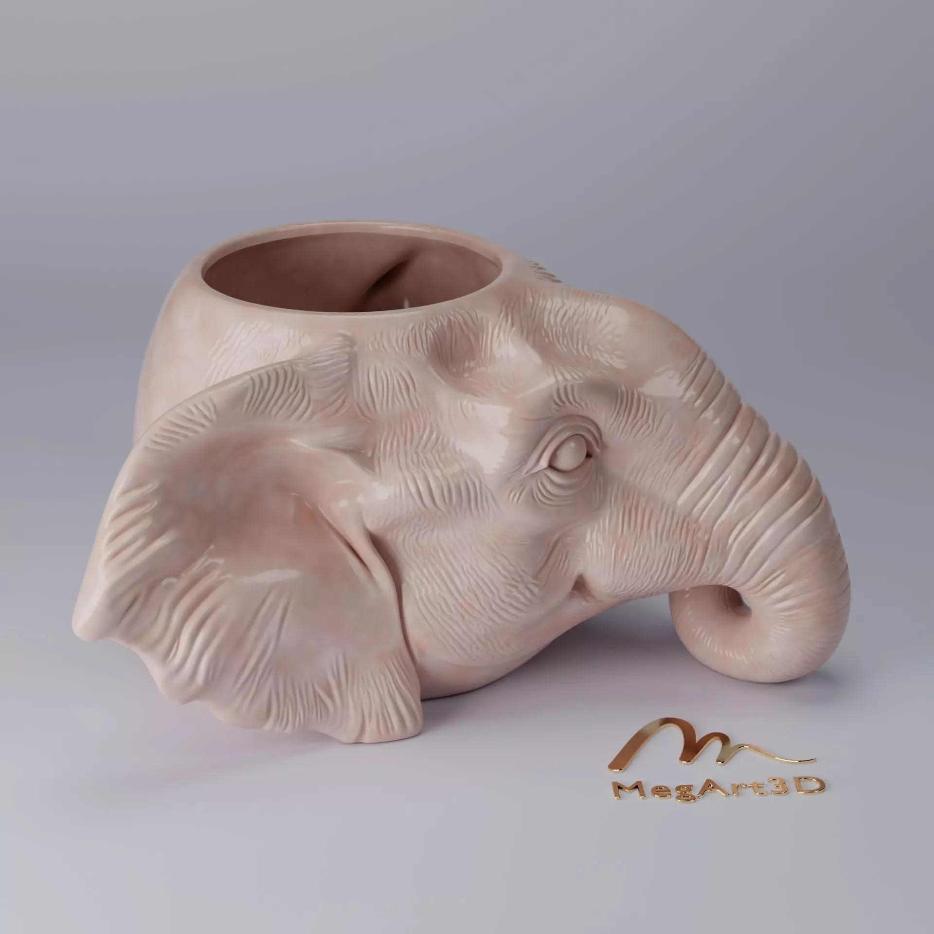 Elephant Head 3D Printed Planter - Unique Animal Home Decor Gift 3D print model