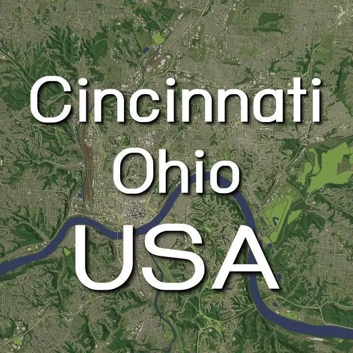 Cincinnati Ohio USA in 20 km x 20 km - city and urban 3D model