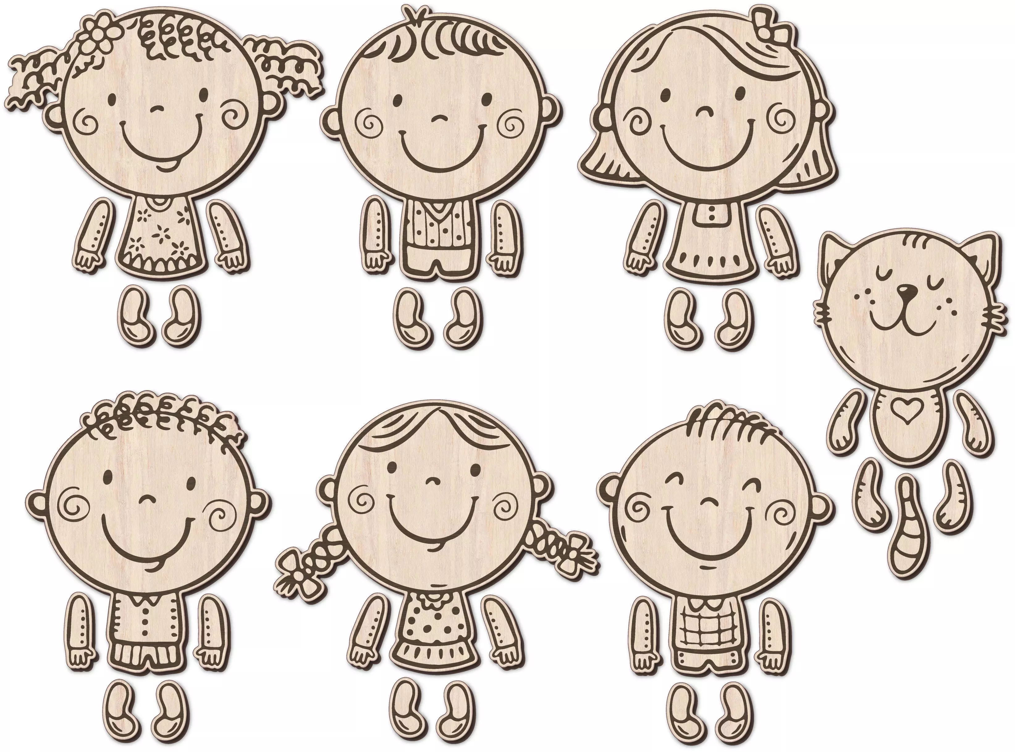 Movable Doll for Laser Cutting Kids with Separate Arms and Legs 3D model