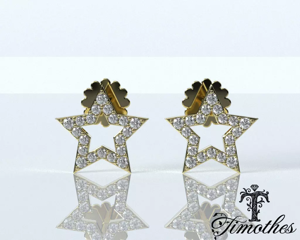Timothes Diamond Earing 3D JewelryModel Printable 3D ER41 3D print model