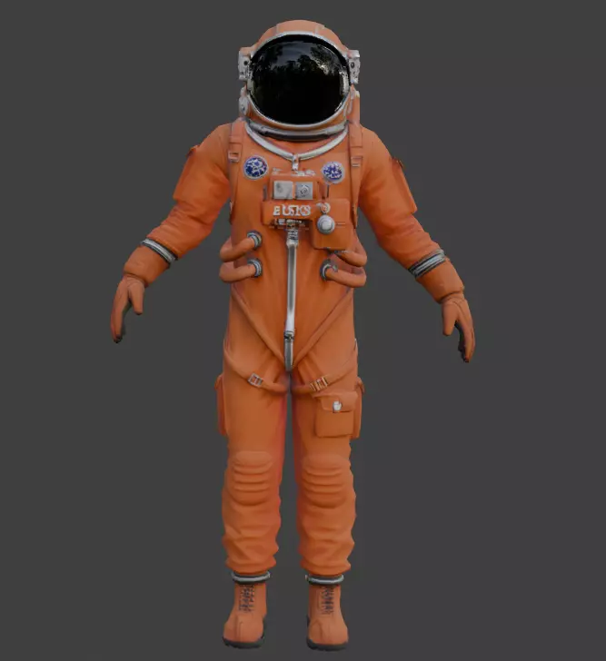 orange spacesuit rigged low poly 3D model