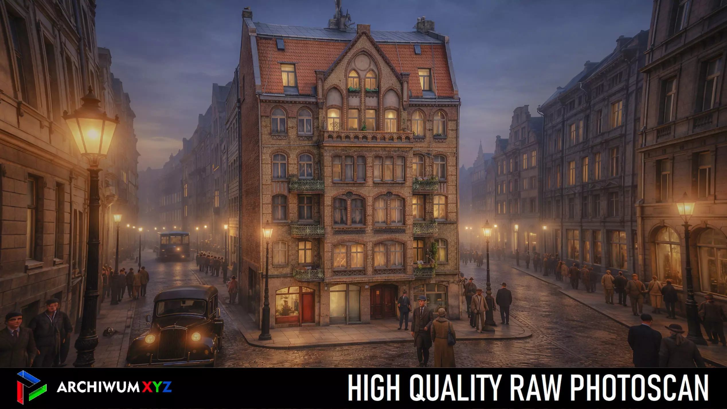 19th-century tenement house with outbuildings 3D model