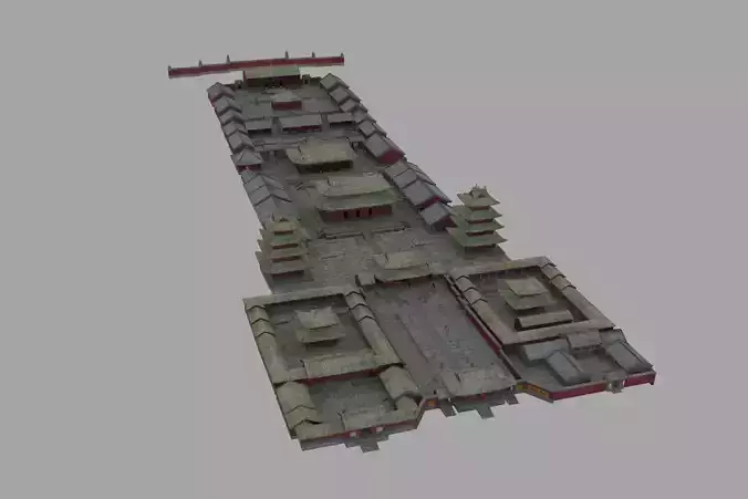 Shaolin Temple BPR 3D Model KungFu Low-poly 3D model
