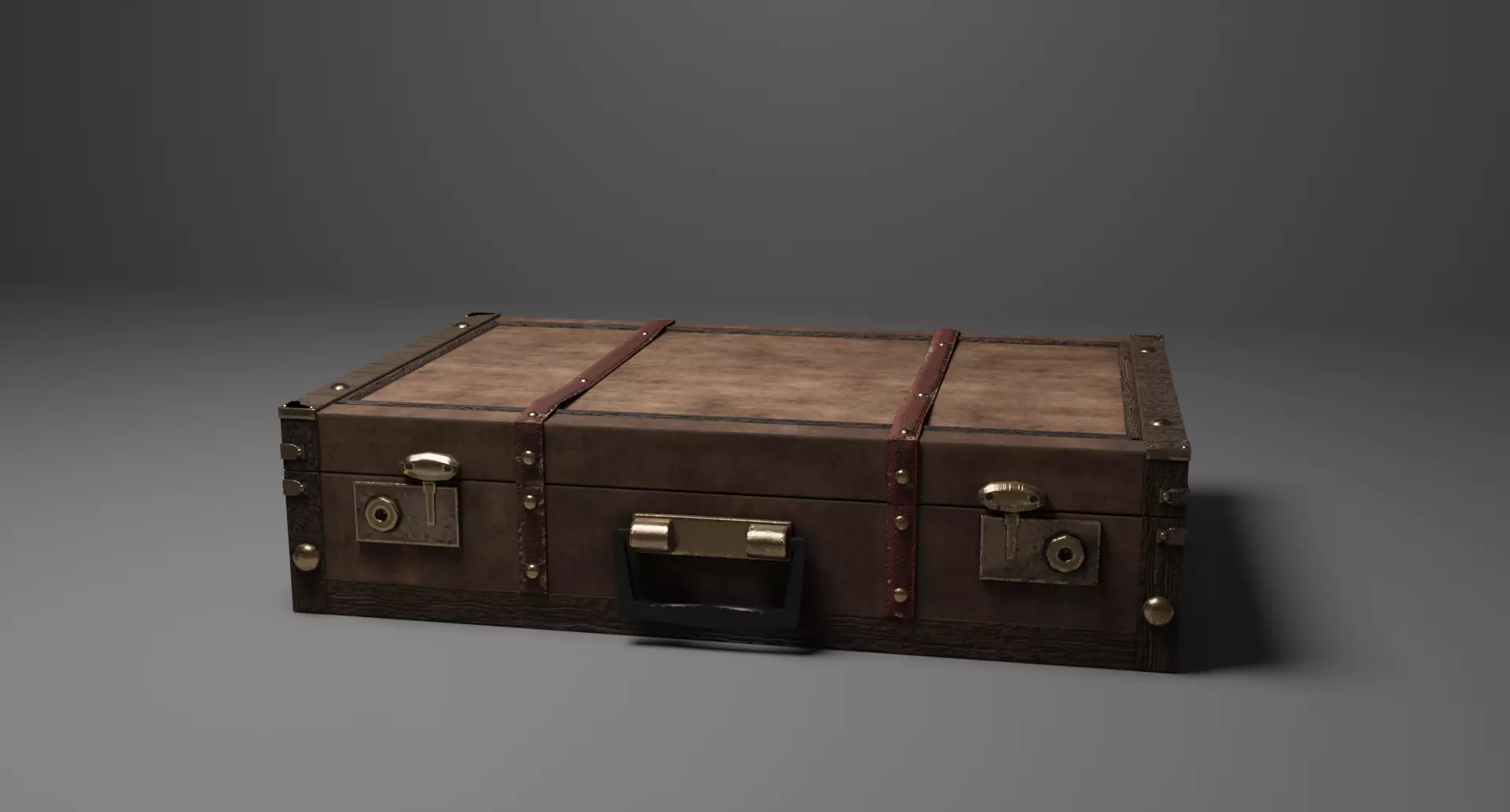 Vintage Suitcase PBR Low Poly Game Ready 3D Model Low-poly 3D model