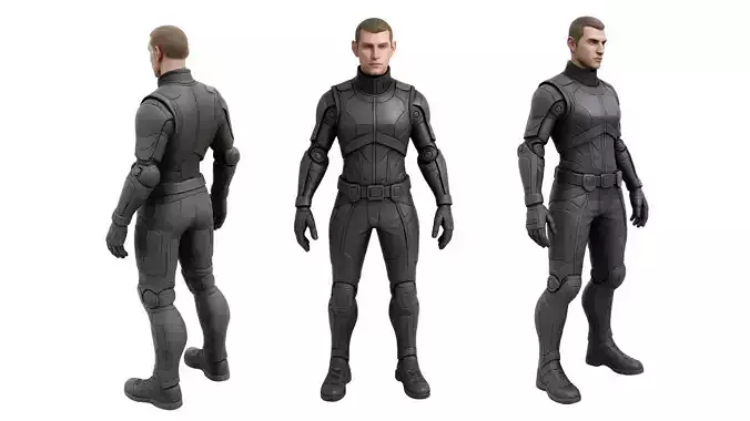 Sci Fi Armored Male Character Mixamo Rigged  T Pose 