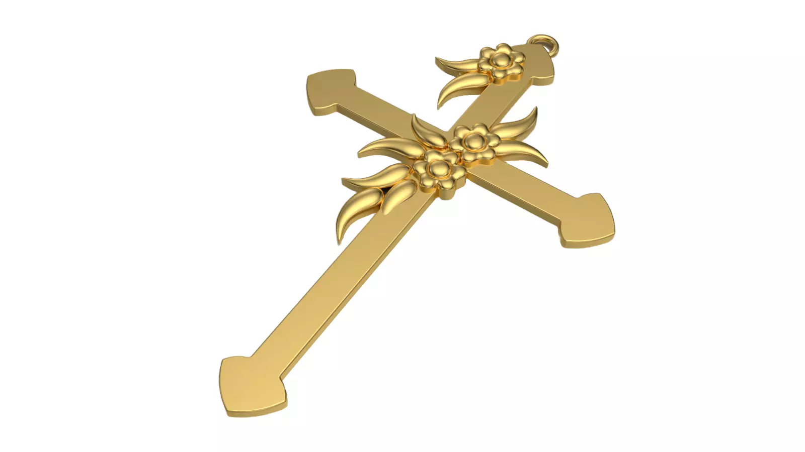 Ornate Gold Cross Pendant 3D Model 3D print model