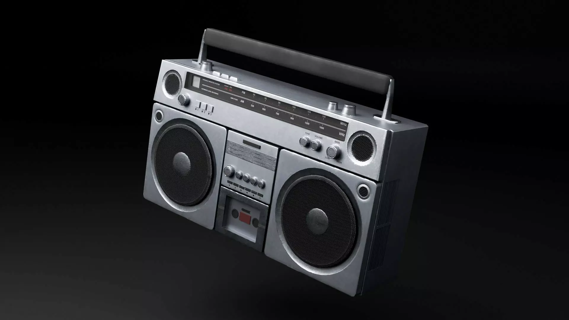 Retro boombox radio Low-poly 3D model
