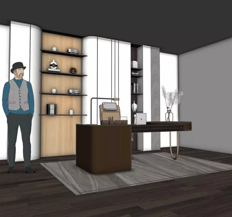 Modern Office Interior 3D Model SketchUp 2018 2021 FBX OBJ DAE 3D model