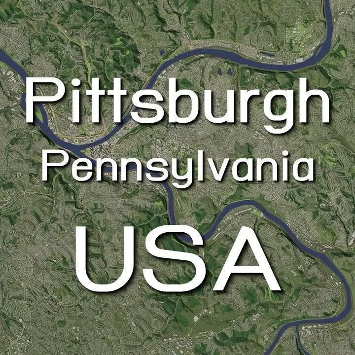 Pittsburgh Pennsylvania USA in 20 km x 20 km - city and urban 3D model