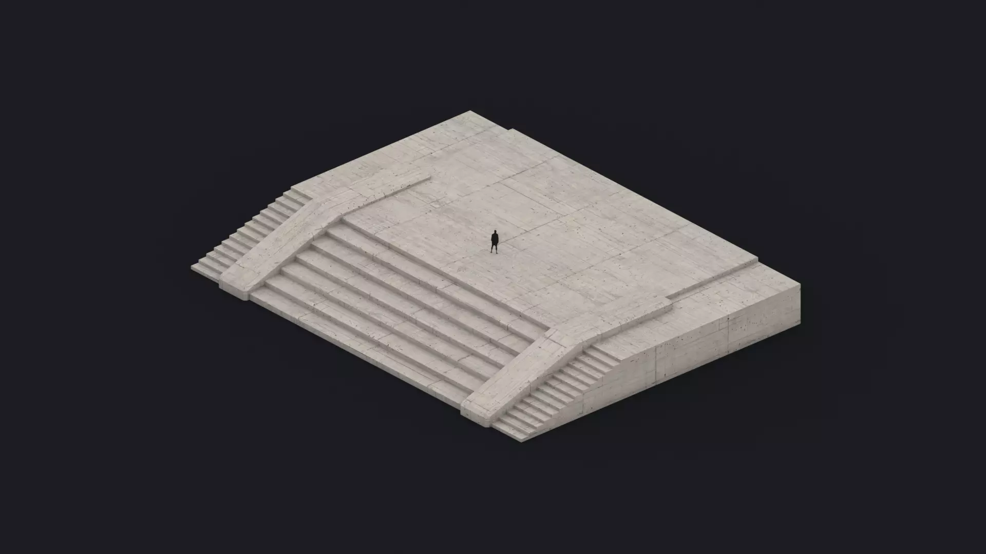 Brutalist Entrance Stairs 25 Low-poly 3D model