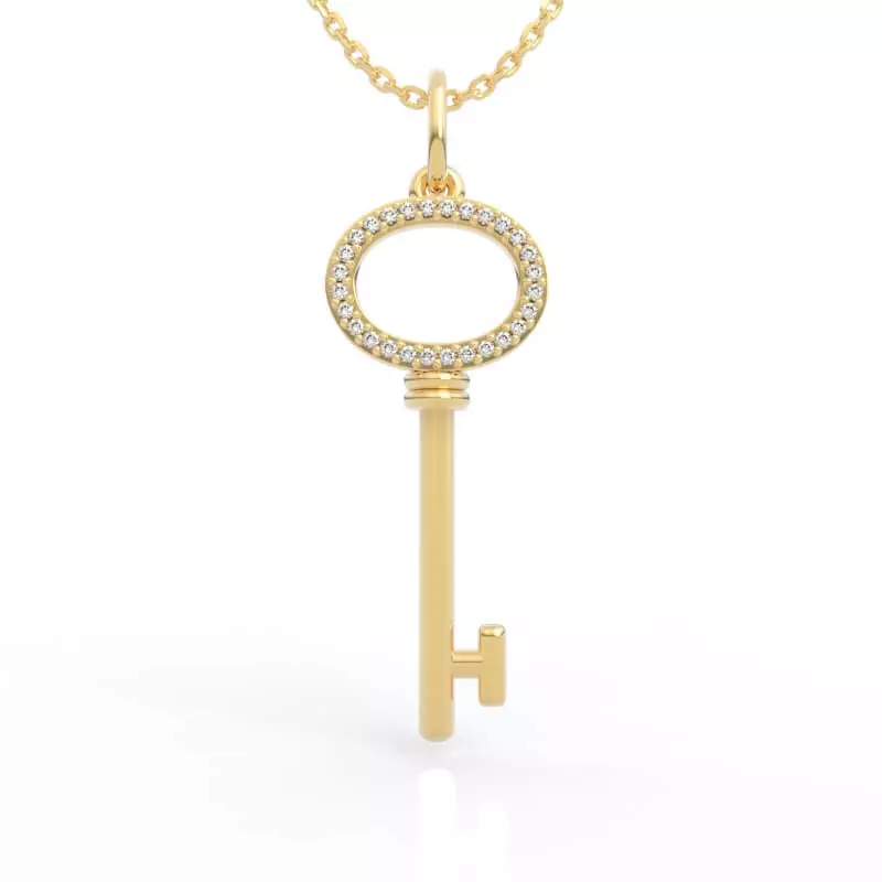 Ultimate Oval Diamond Key Pendant Necklace CAD 3D print model