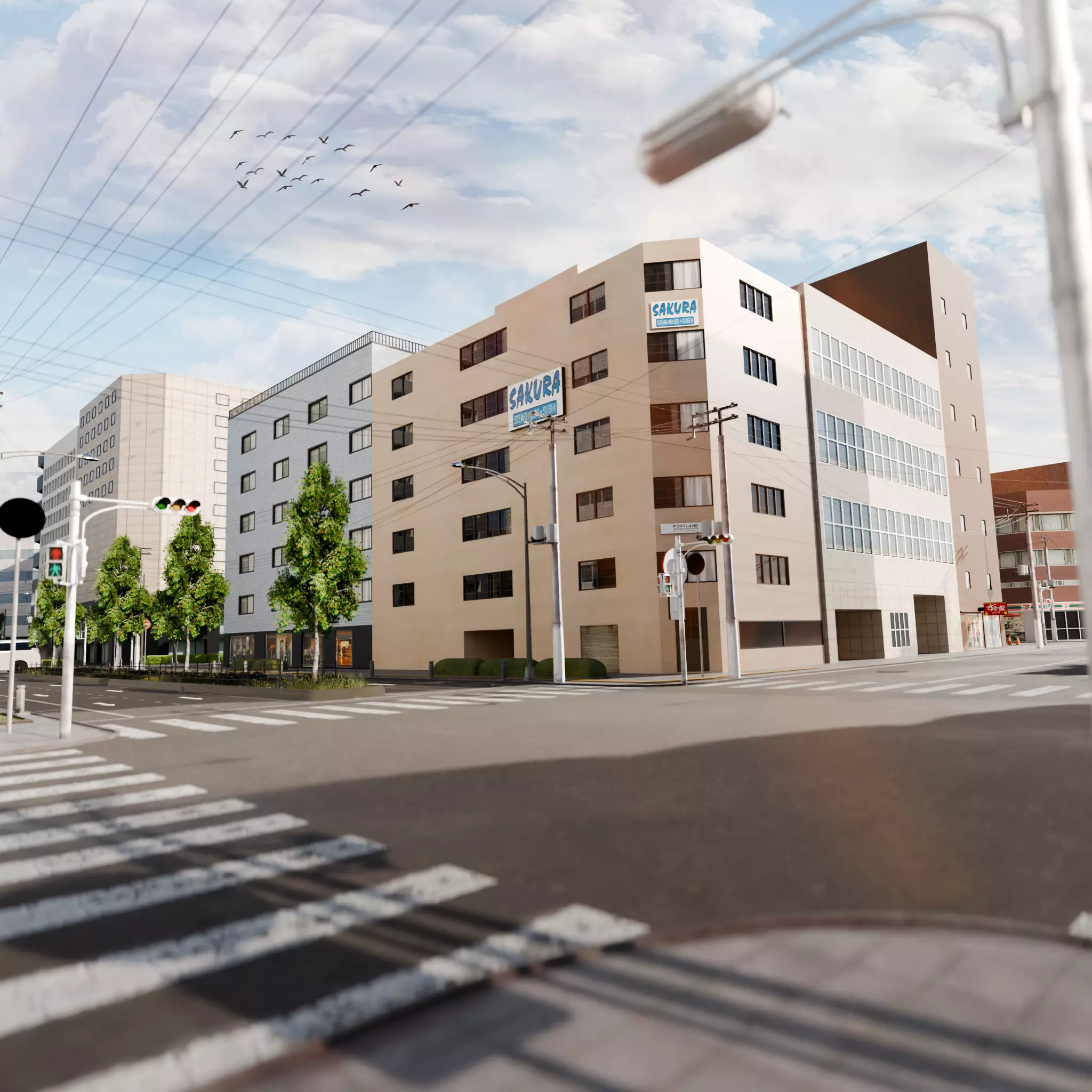 Japanese City Low-poly 3D model