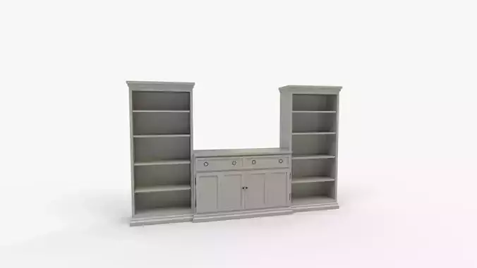 Cameo 3-Piece Entertainment Center with Storage Bookcases 3D model