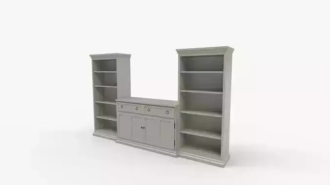 Cameo 3-Piece Entertainment Center with Storage Bookcases 3D model 7