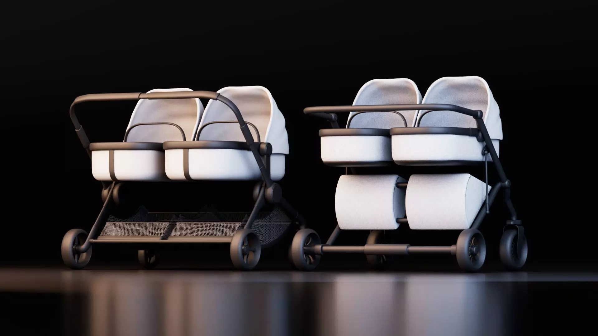 Quad Baby Stroller 3D model