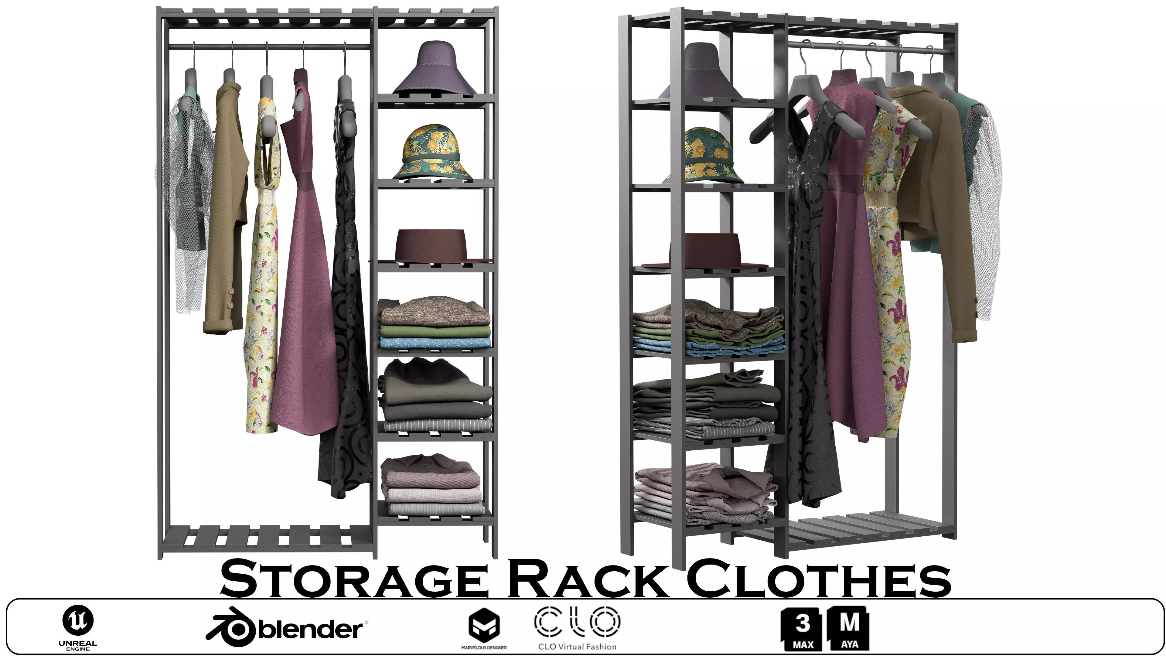 Storage Rack Clothes Low-poly 3D model