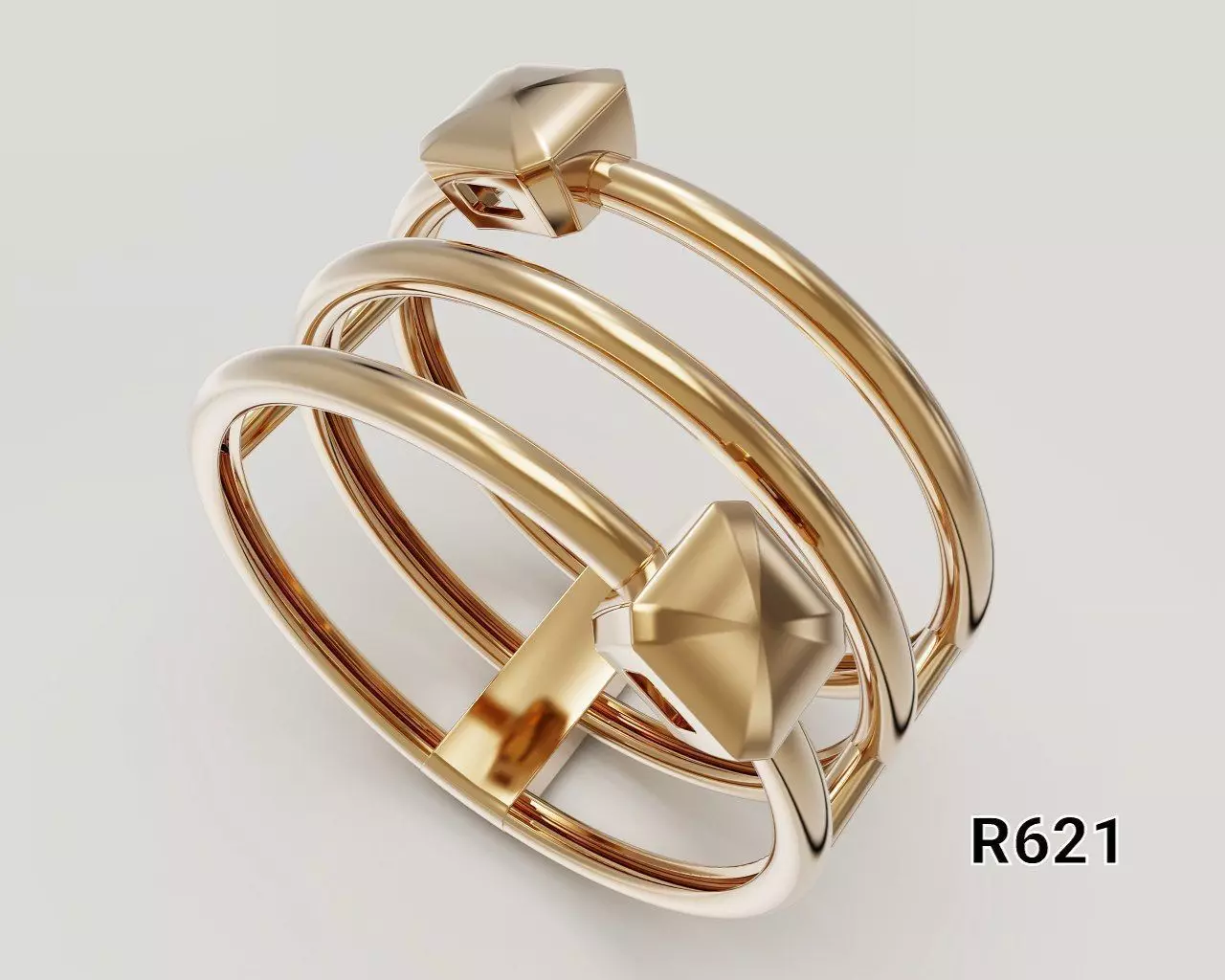 Geometric Twin Point Ring 3D print model