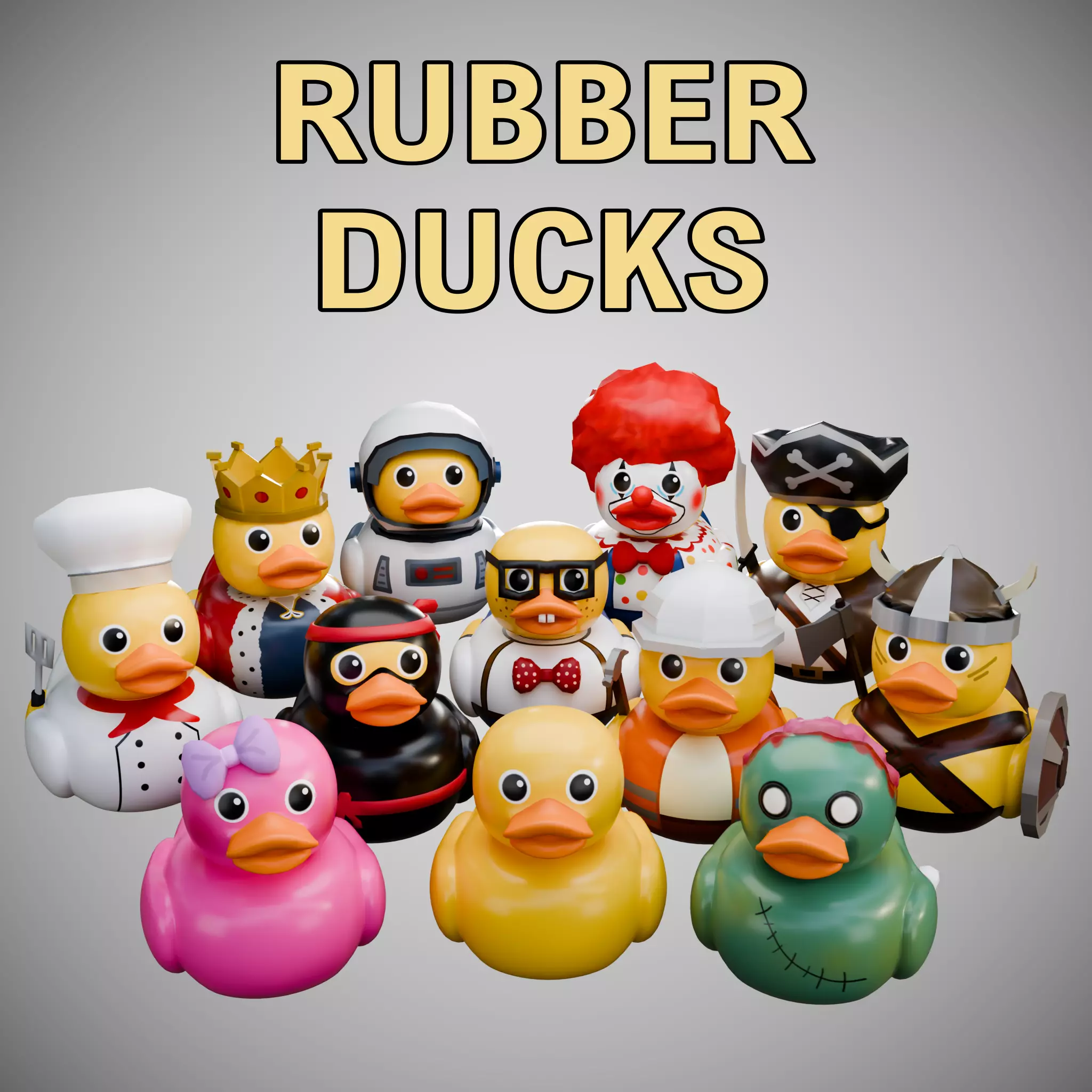 Stylized Rubber Ducks Pack 3D model