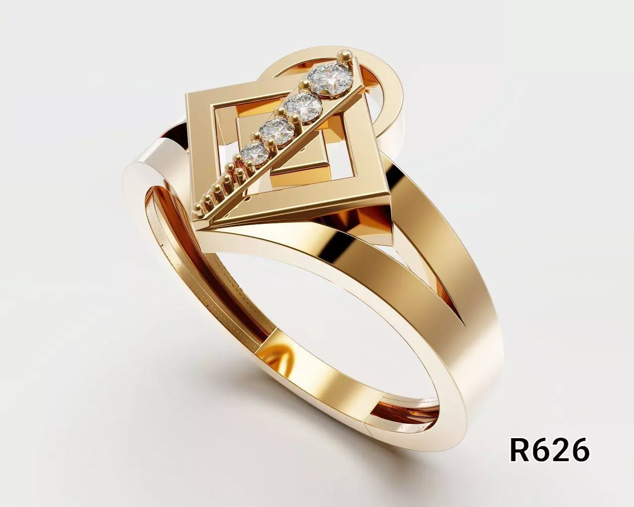 Geometric Ring Bar Signet 3D print model