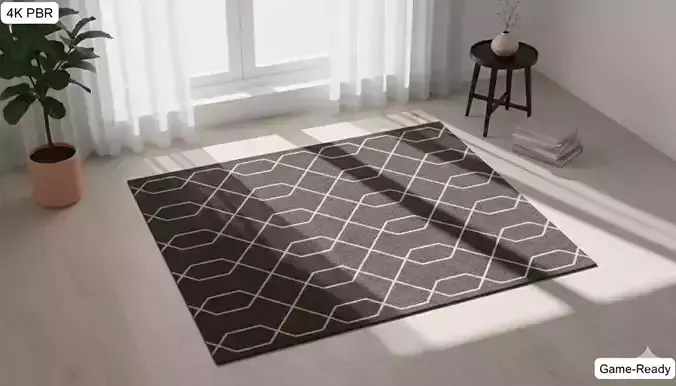 Modern Geometric Carpet - 4K PBR Game-Ready Rug
