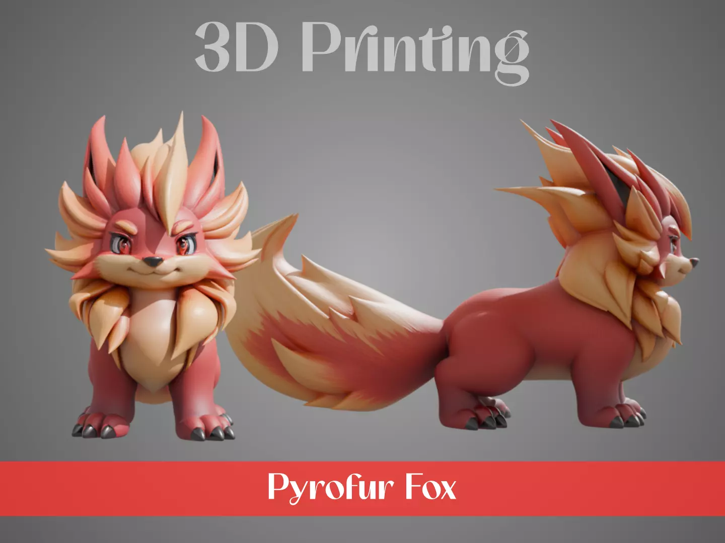 Stylized Flame Fox - Pyrofur 3D print model