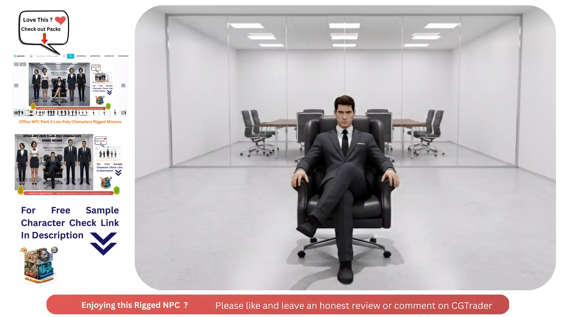Professional Businessman NPC Rigged Mixamo FBX T Pose Low-poly 3D model