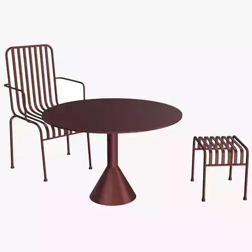 Hay Palissade Striped Outdoor Furniture Set 3D model